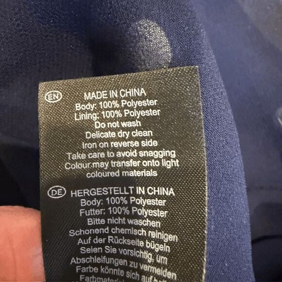 HOBBS London Ayla Spot Fit & Flare Navy Polka Dot Dress Crystal Button Size 10 - Picture 11 of 16